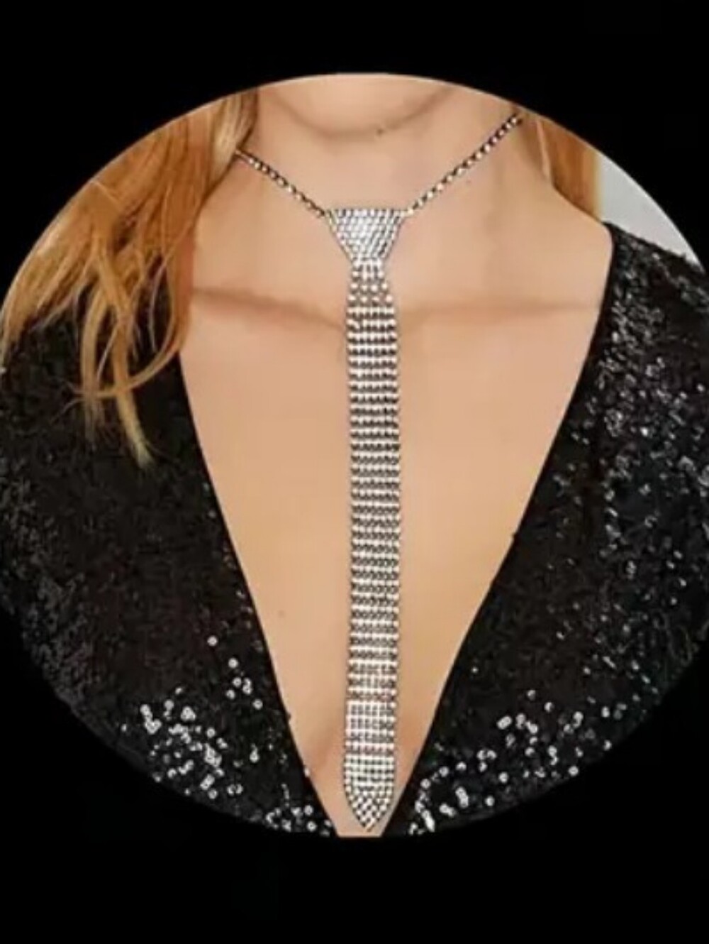 Silver Crystal Tie Necklace - Women Jewelry